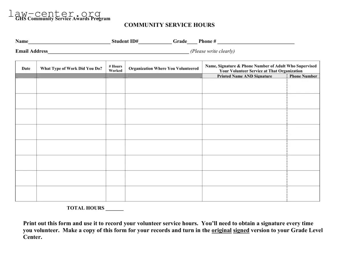 Get Community Service Form