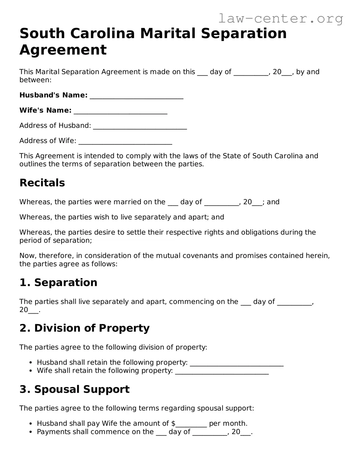 Attorney-Approved South Carolina Marital Separation Agreement Document