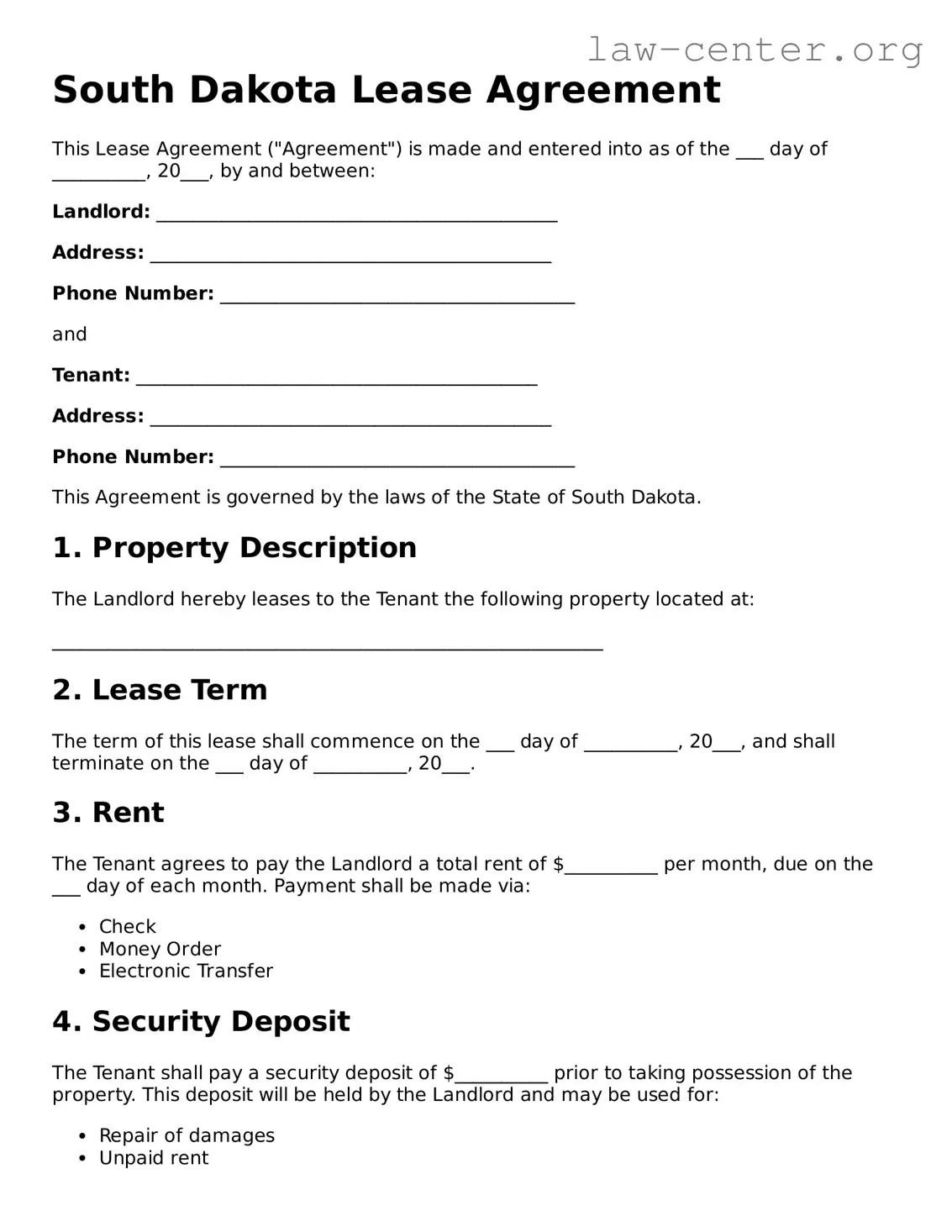 Attorney-Approved South Dakota Lease Agreement Document