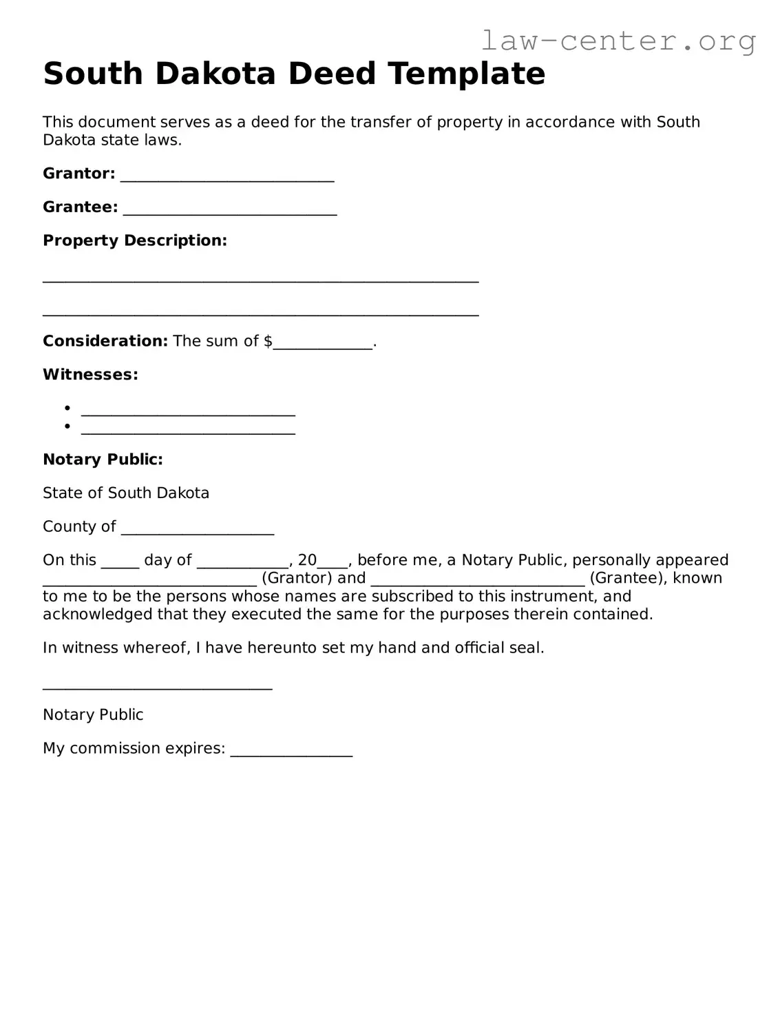 Attorney-Approved South Dakota Deed Document