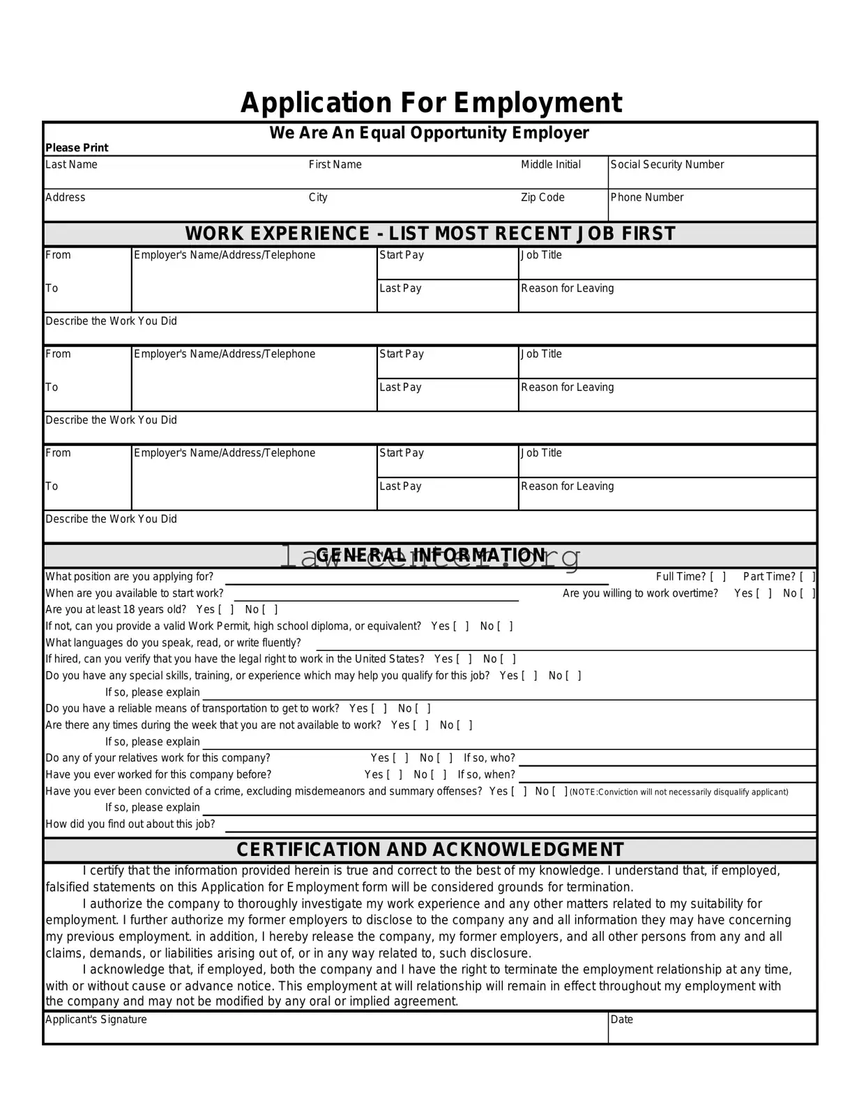 Get Spanish Application Employment Form