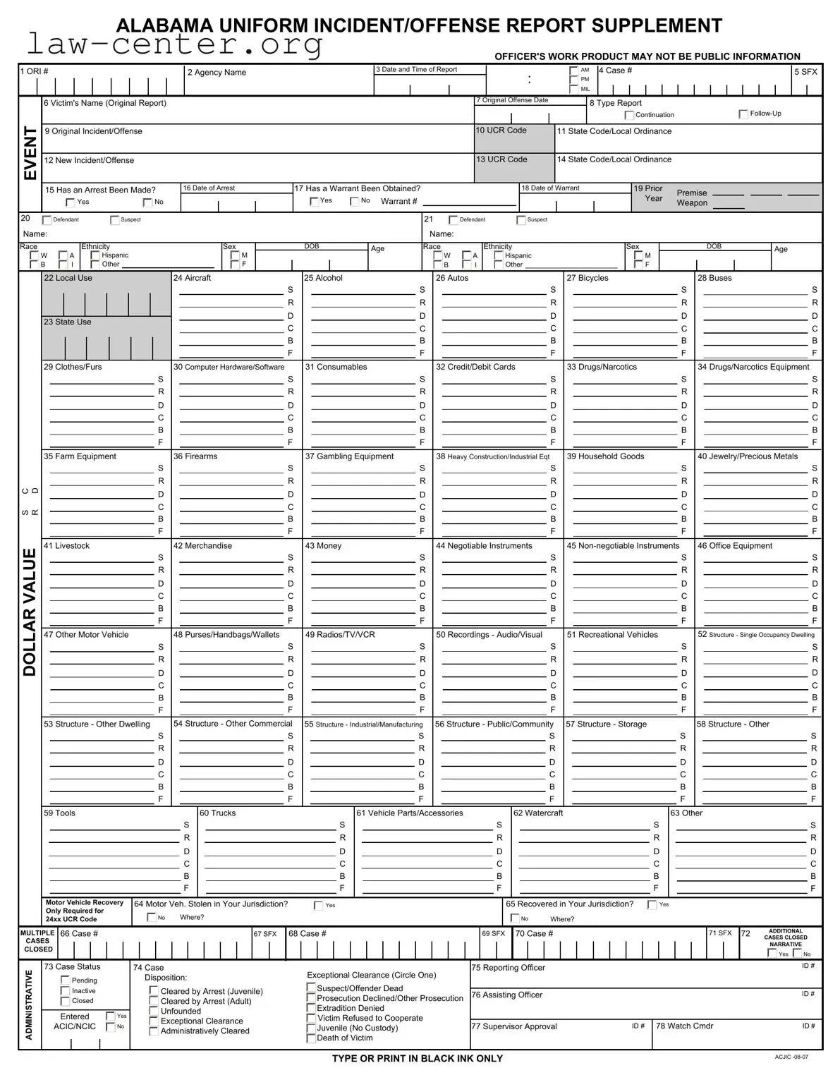 Get Alabama Uniform Incident Report Form