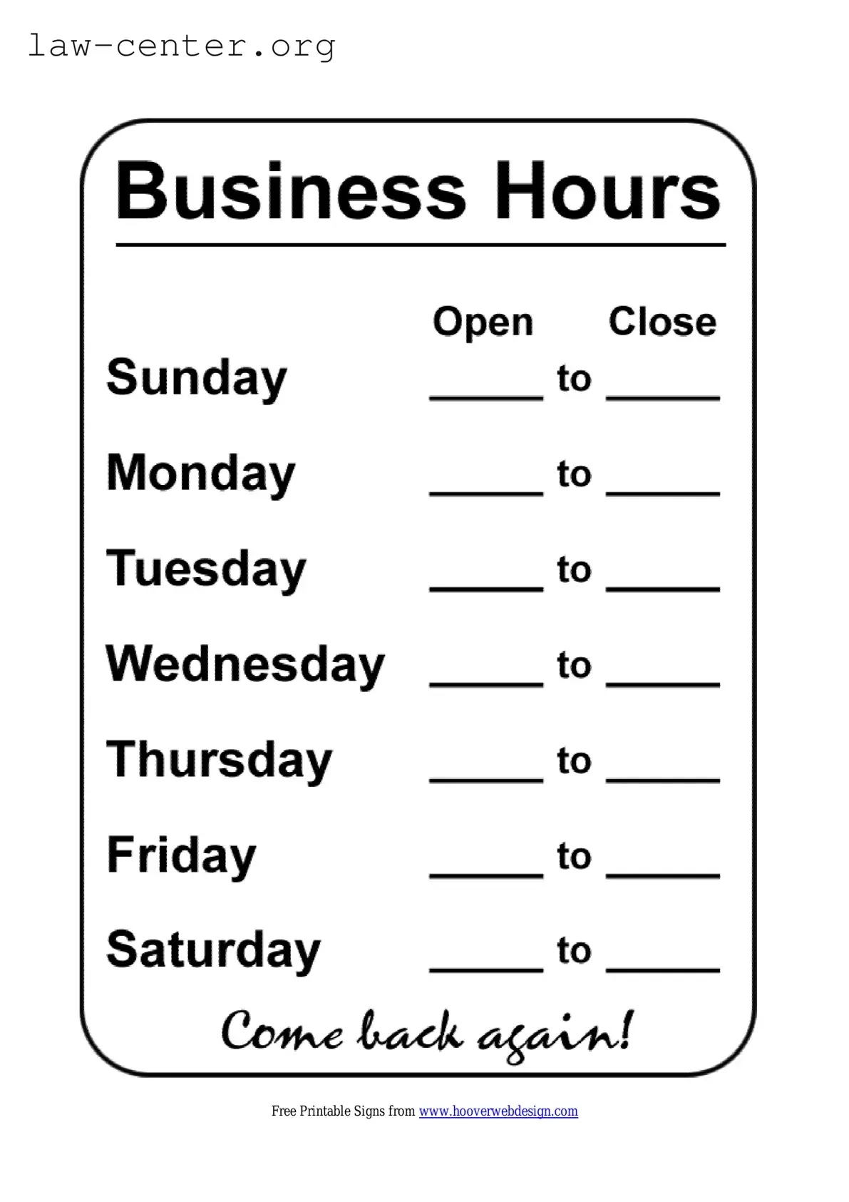 Get Business Hours Form