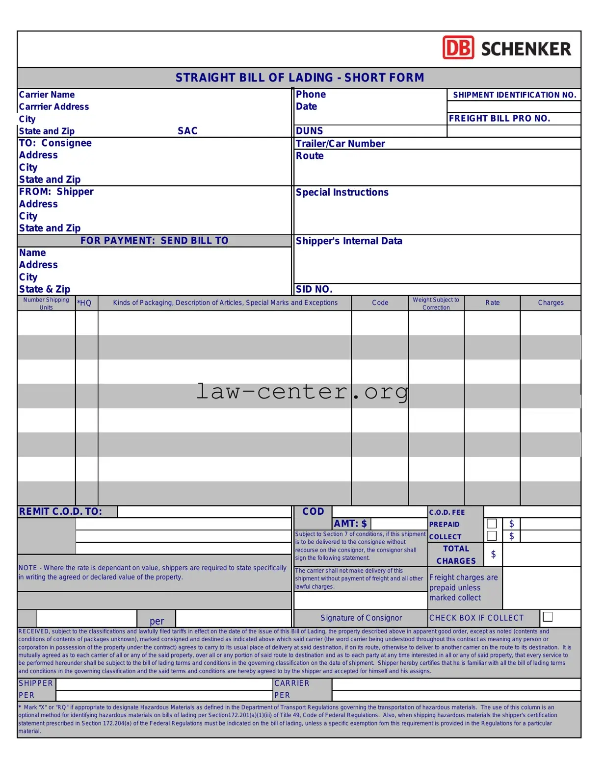 Get Straight Bill Of Lading Form