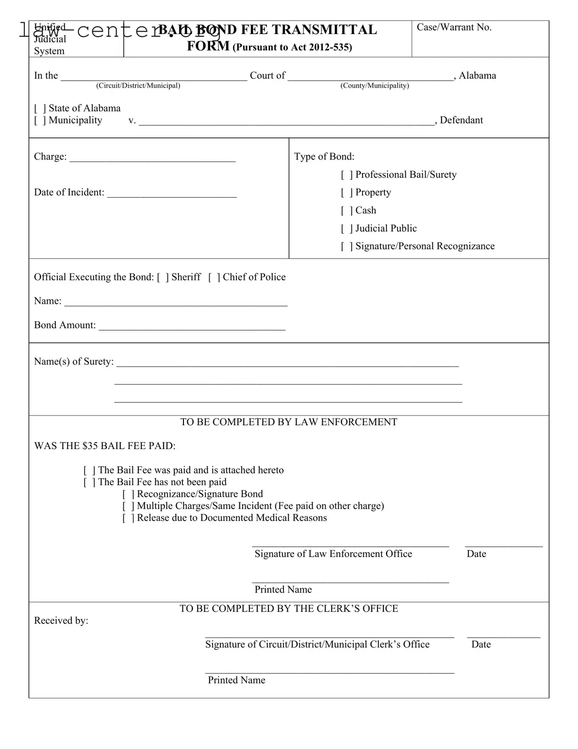 Get Bond Release Alabama Form