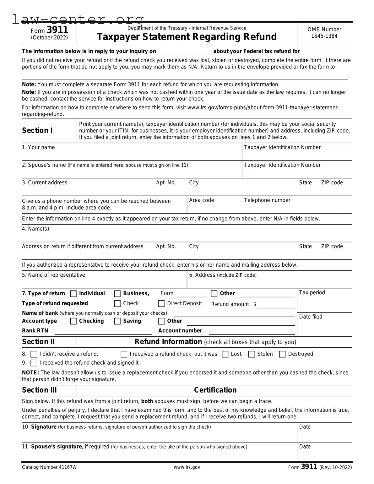 Get IRS 3911 Form