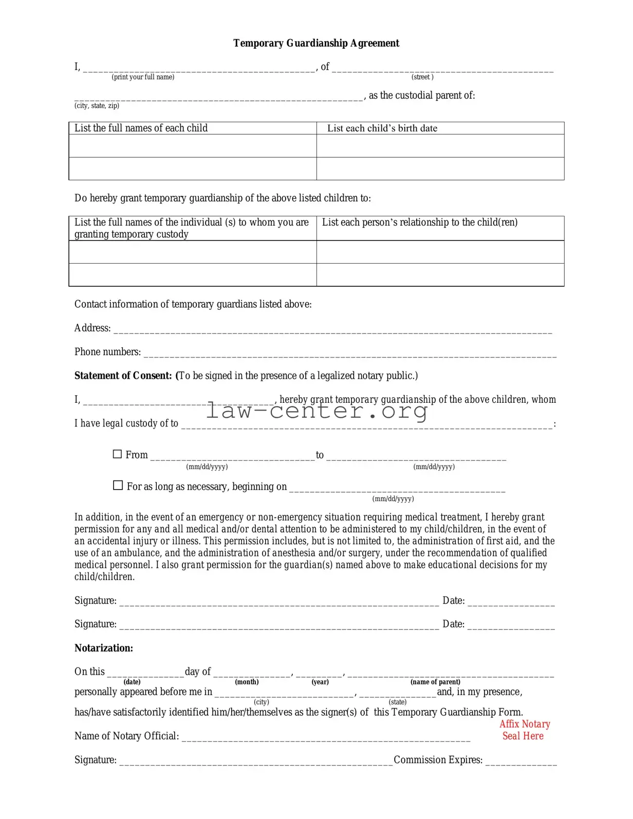 Get Temporary Custody Form