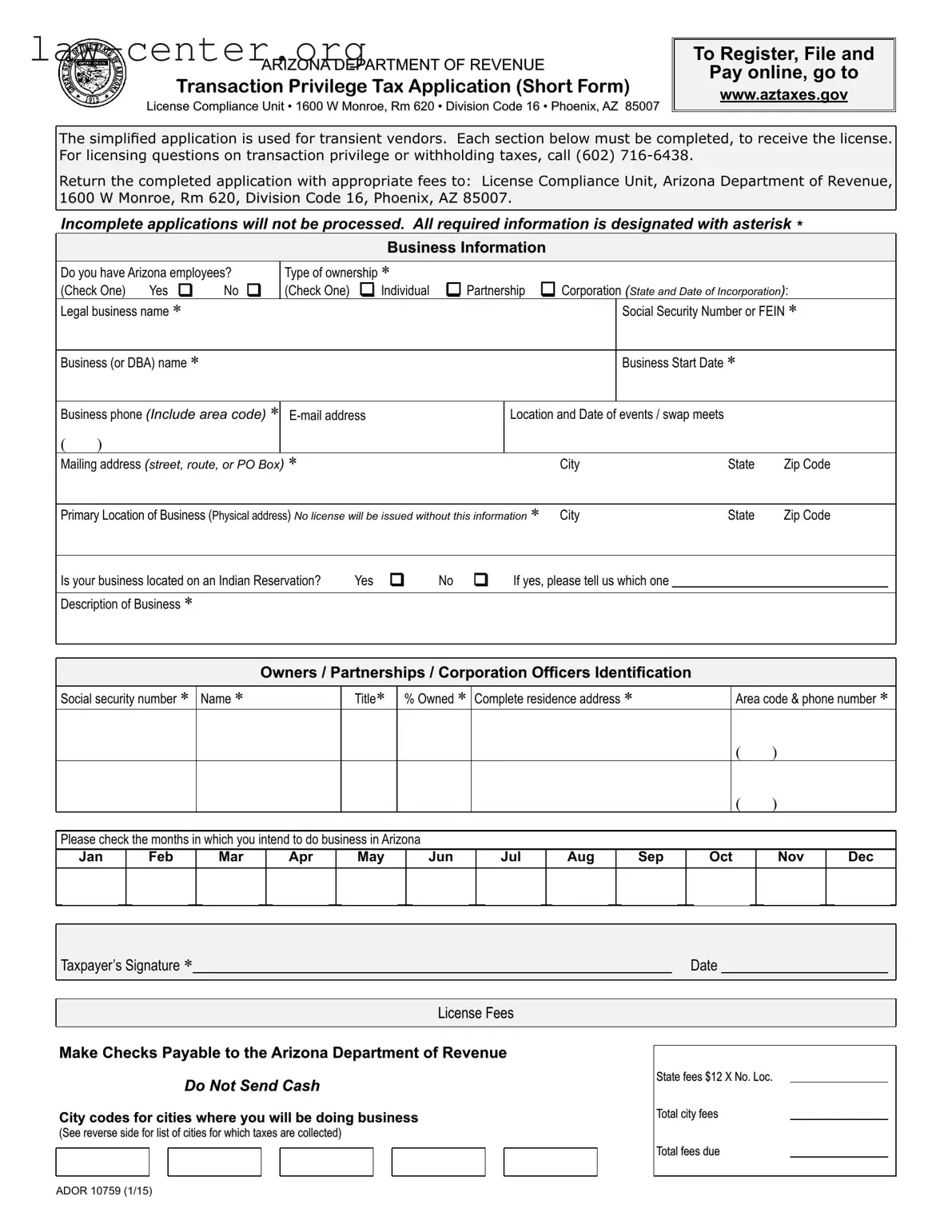 Get Ador 10759 Arizona Form