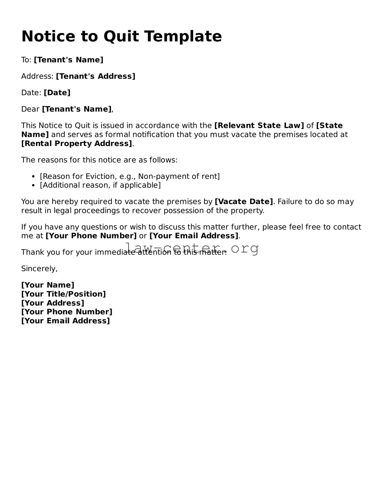 Free Notice to Quit Template
