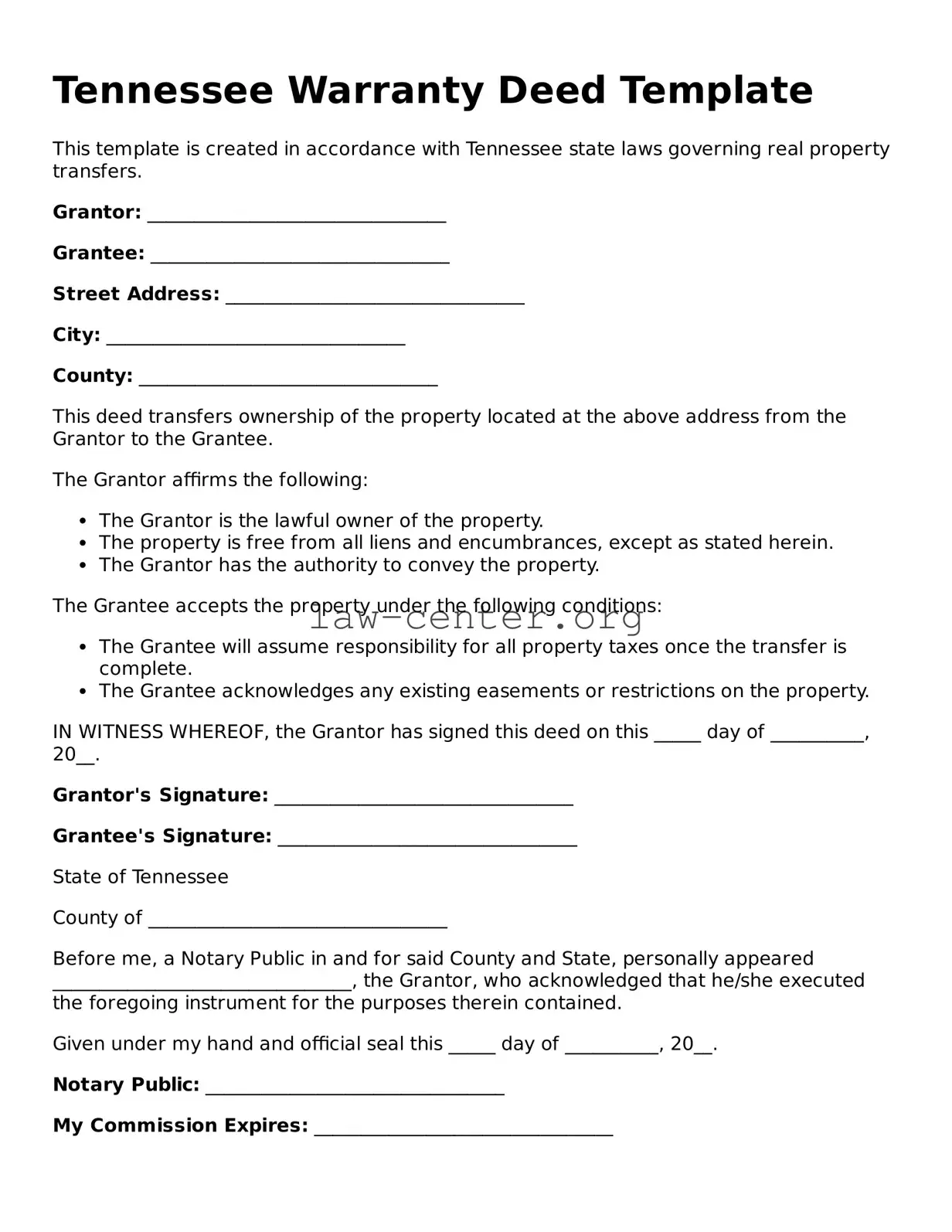 Attorney-Approved Tennessee Deed Document