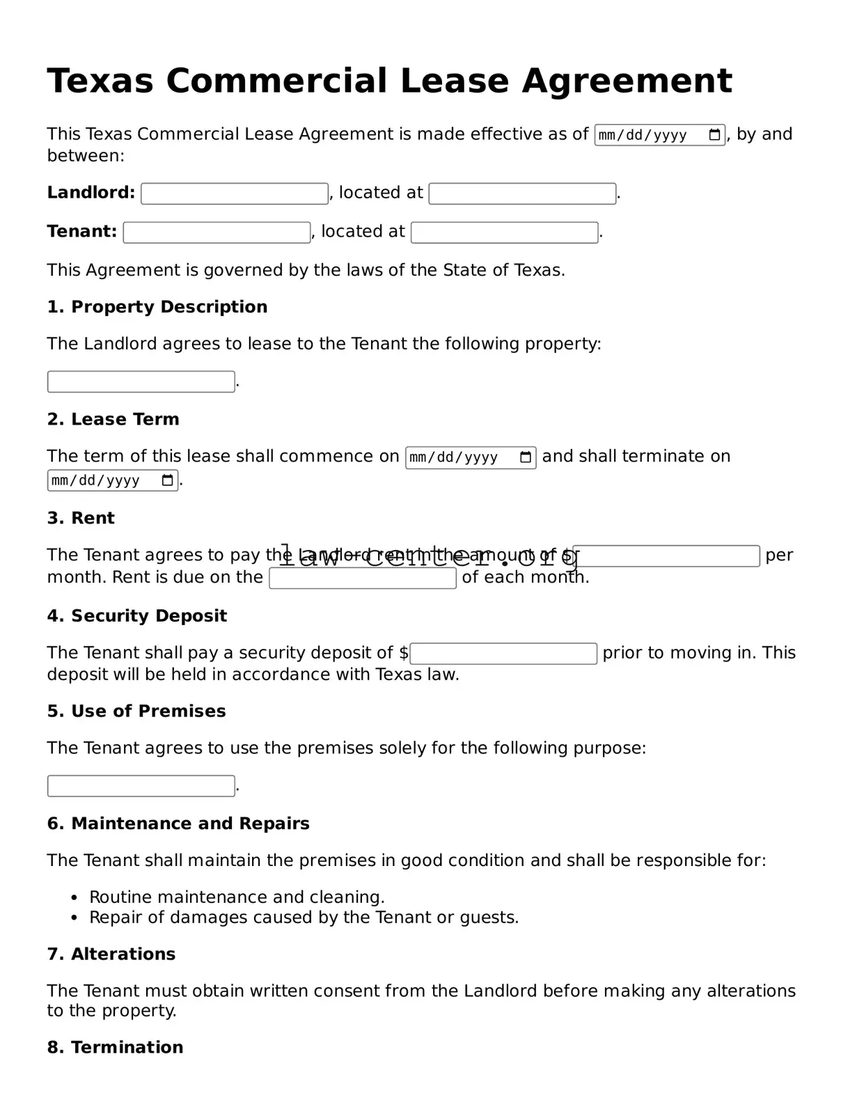 Attorney-Approved Texas Commercial Lease Agreement Document