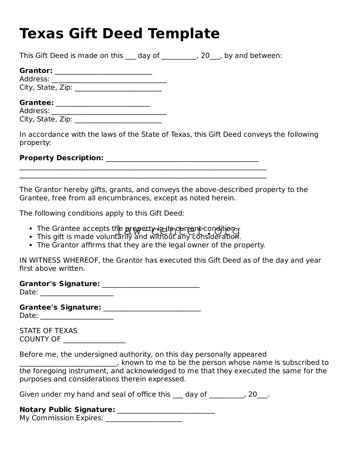 Attorney-Approved Texas Gift Deed Document