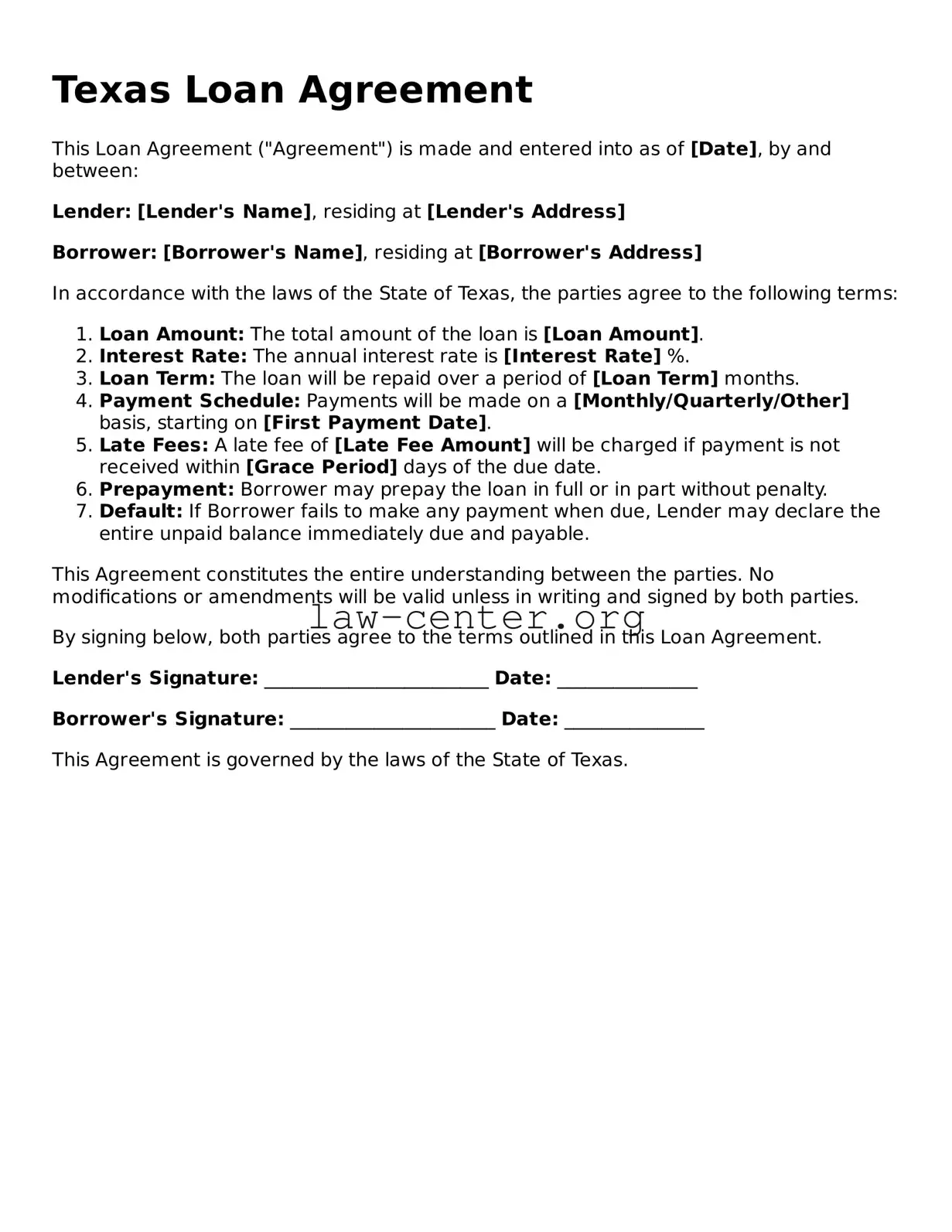 Attorney-Approved Texas Loan Agreement Document