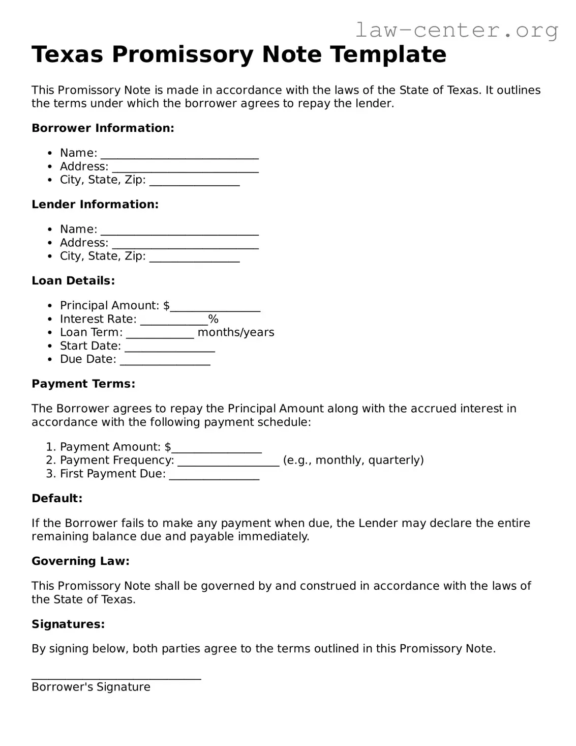 Attorney-Approved Texas Promissory Note Document