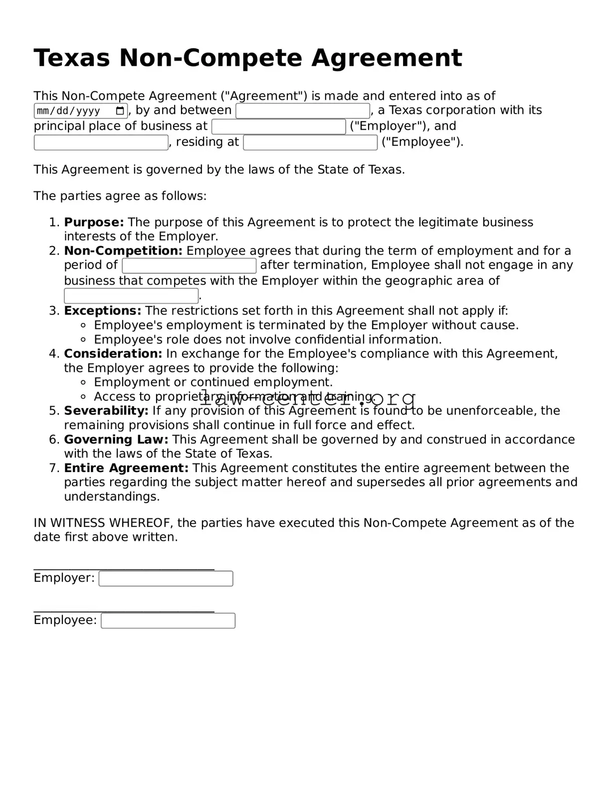 Attorney-Approved Texas Non-compete Agreement Document