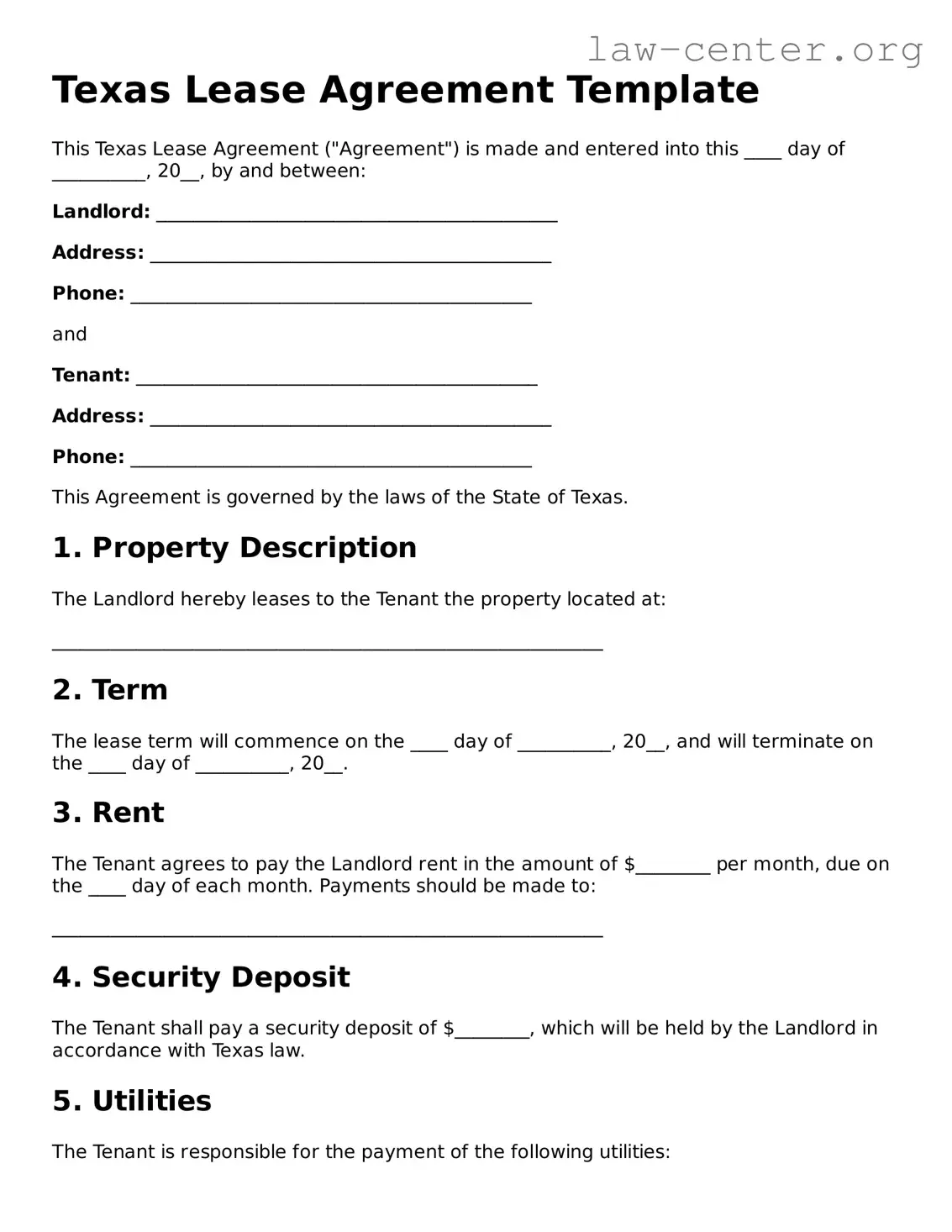 Attorney-Approved Texas Lease Agreement Document