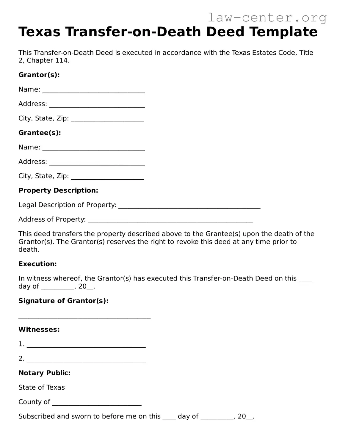 Attorney-Approved Texas Transfer-on-Death Deed Document