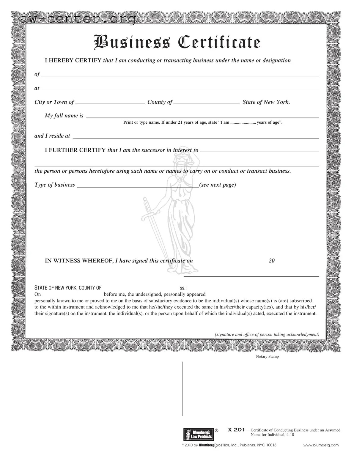 Get Business Certificate Form