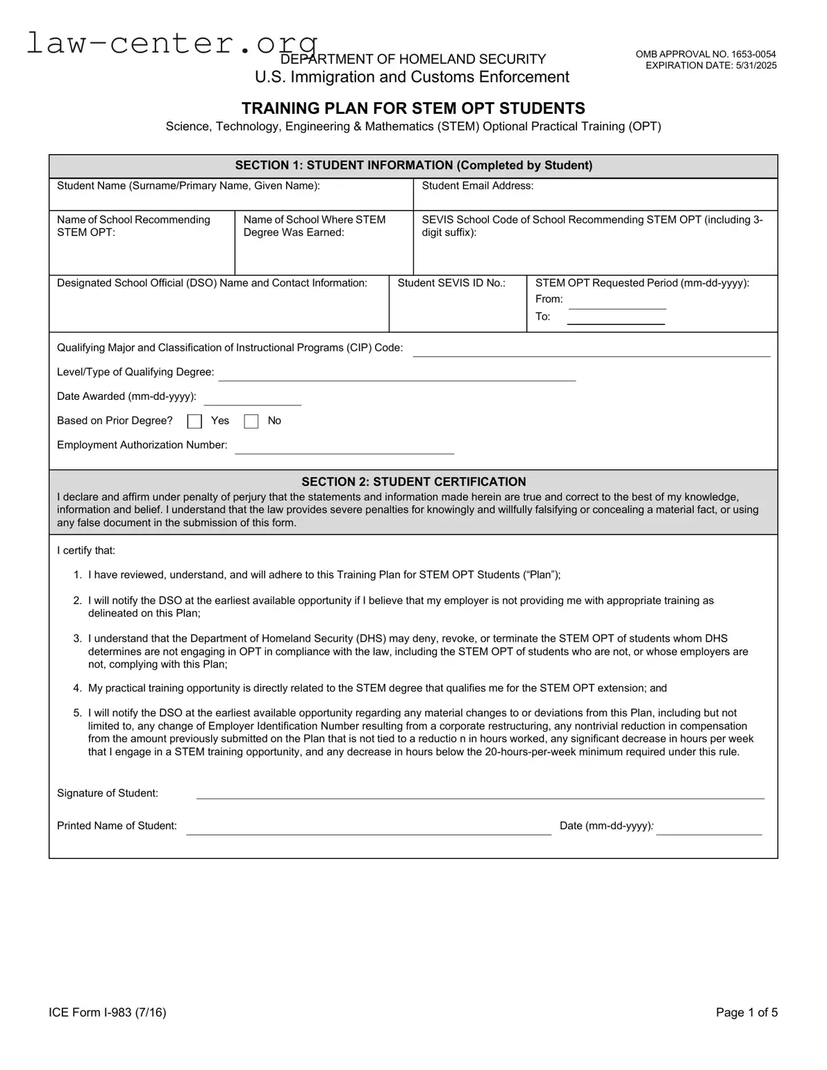 Get ICE I-983 Form