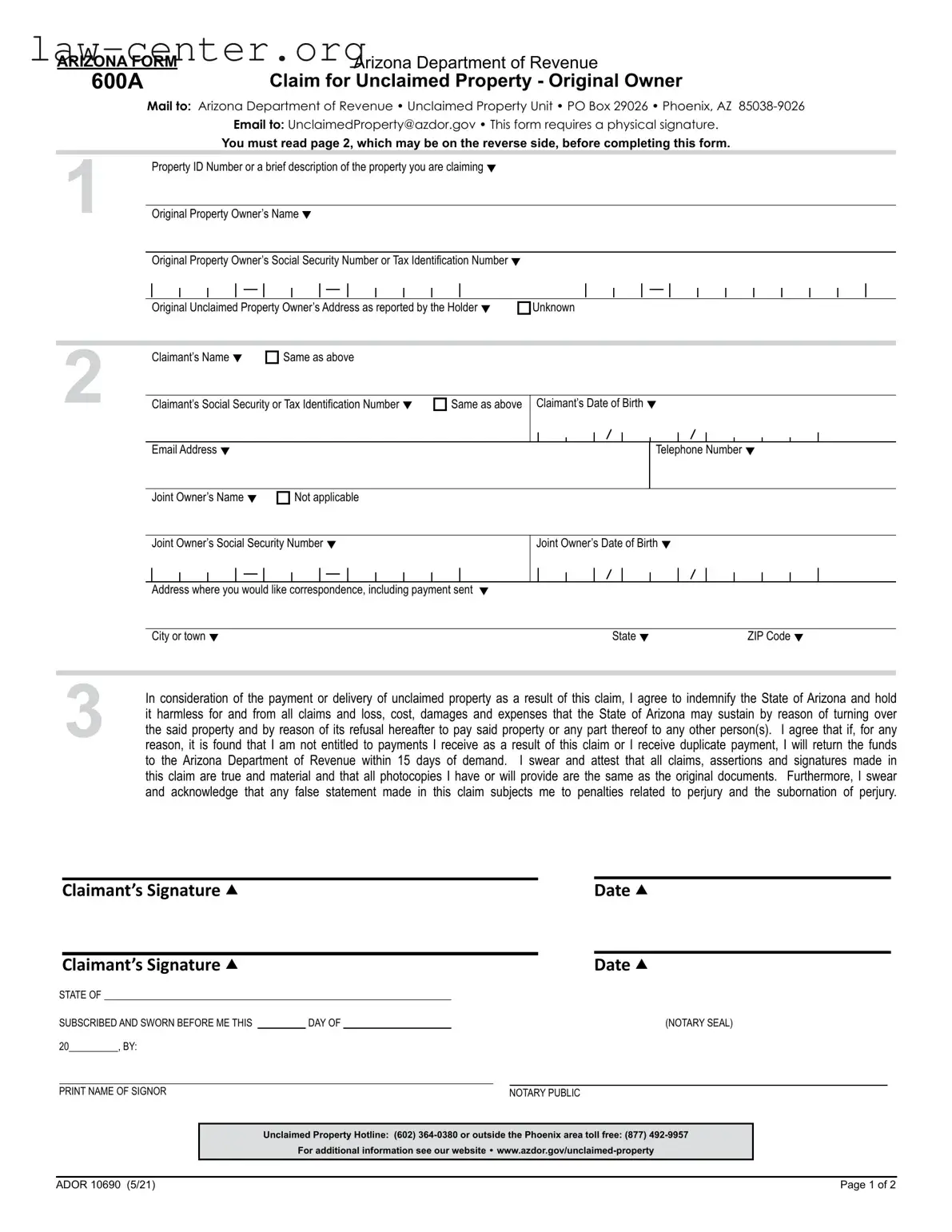 Get Arizona 600A Form