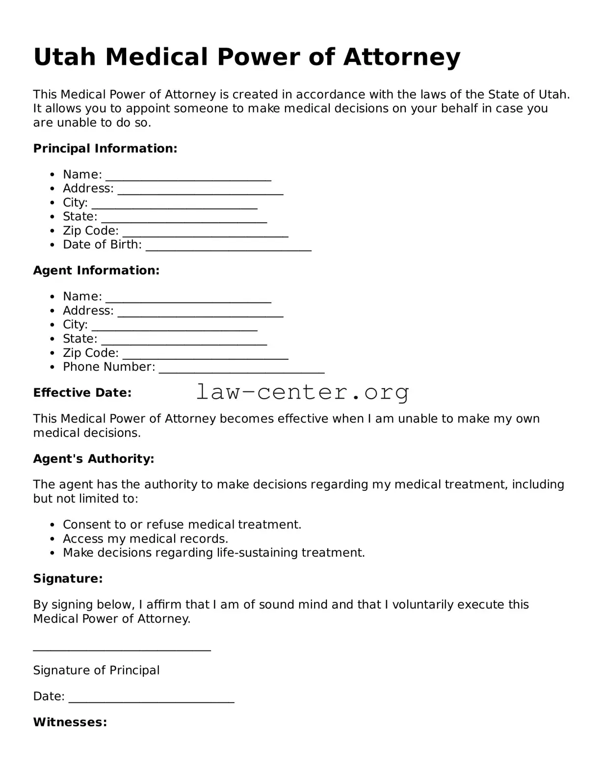 Attorney-Approved Utah Medical Power of Attorney Document