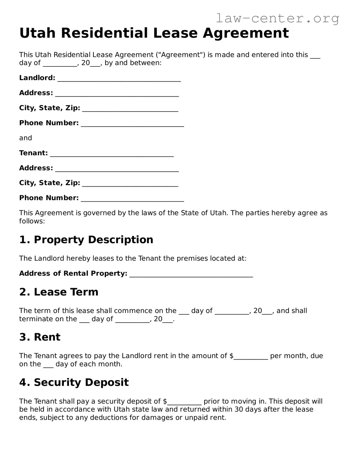 Attorney-Approved Utah Lease Agreement Document