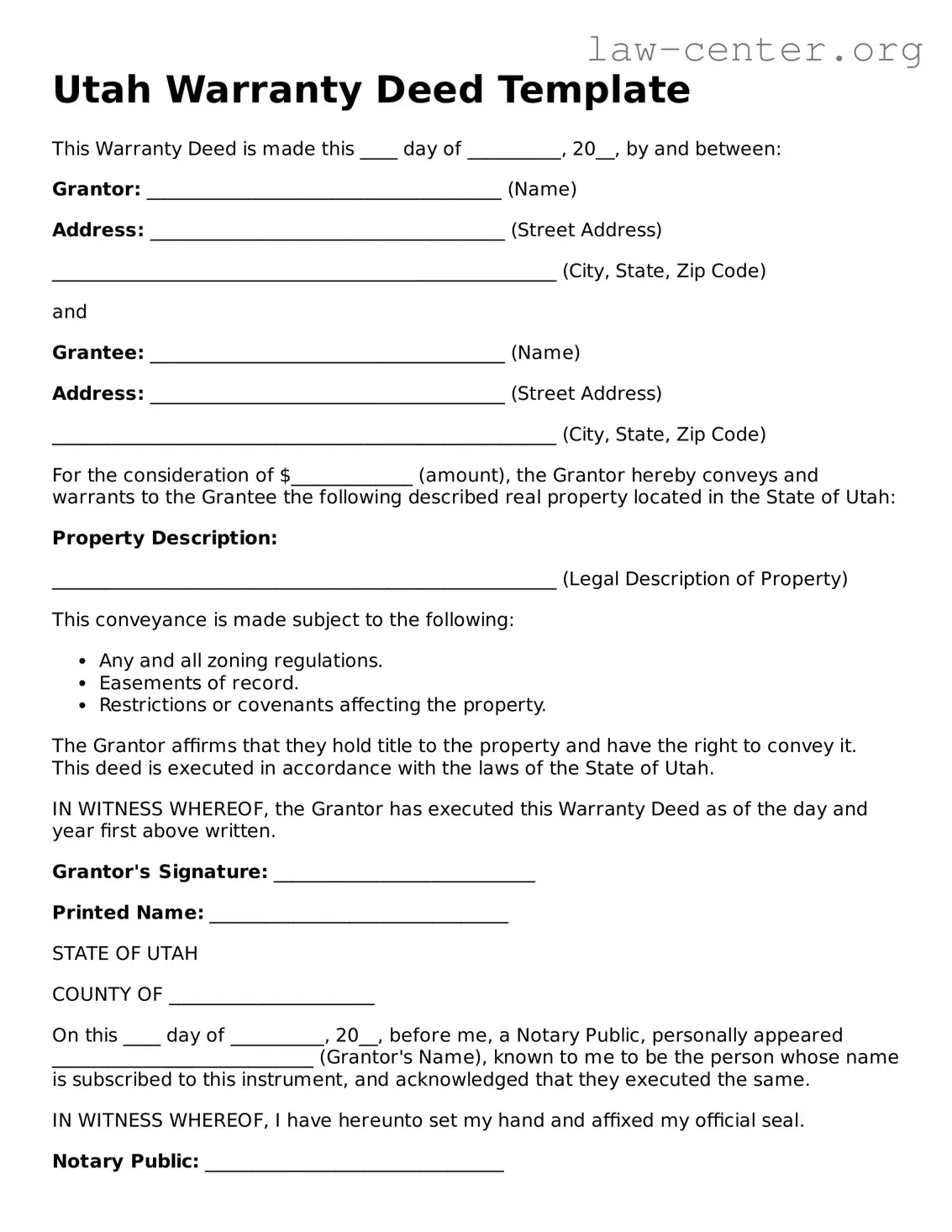 Attorney-Approved Utah Deed Document