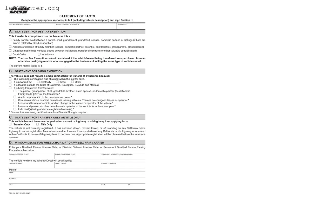 Get Dmv Reg 256 Form