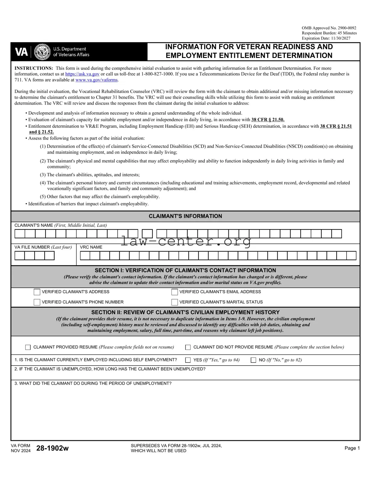 Get VBA VA 28-1902w Form