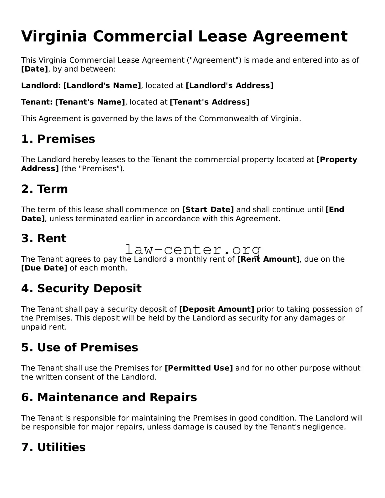 Attorney-Approved Virginia Commercial Lease Agreement Document