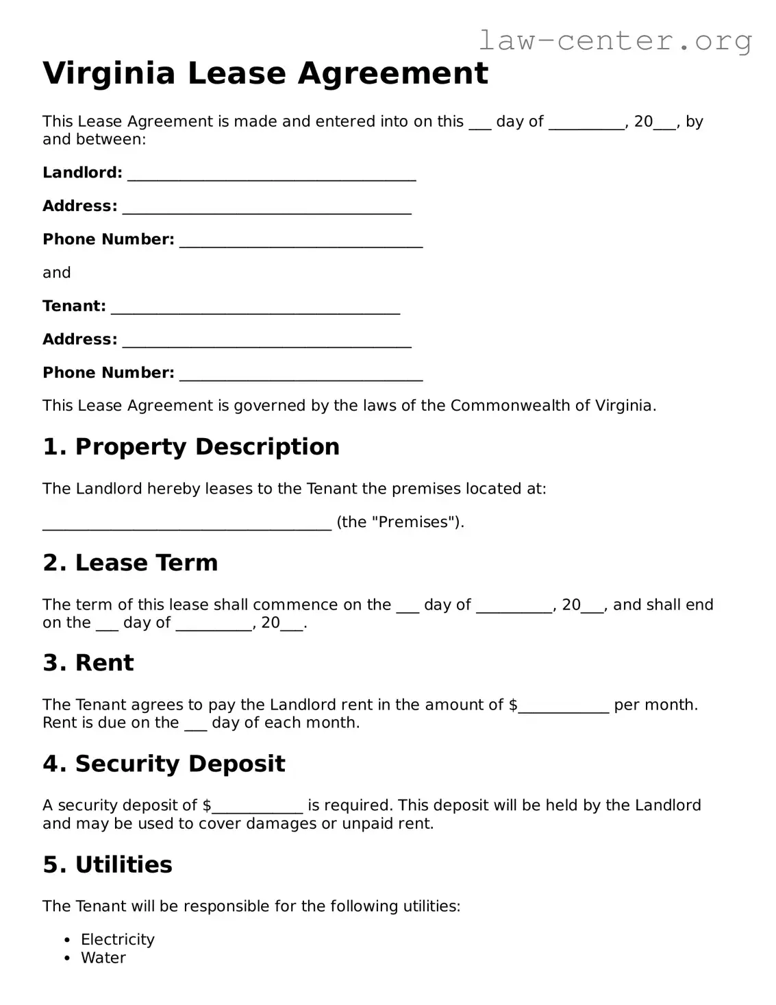 Attorney-Approved Virginia Lease Agreement Document