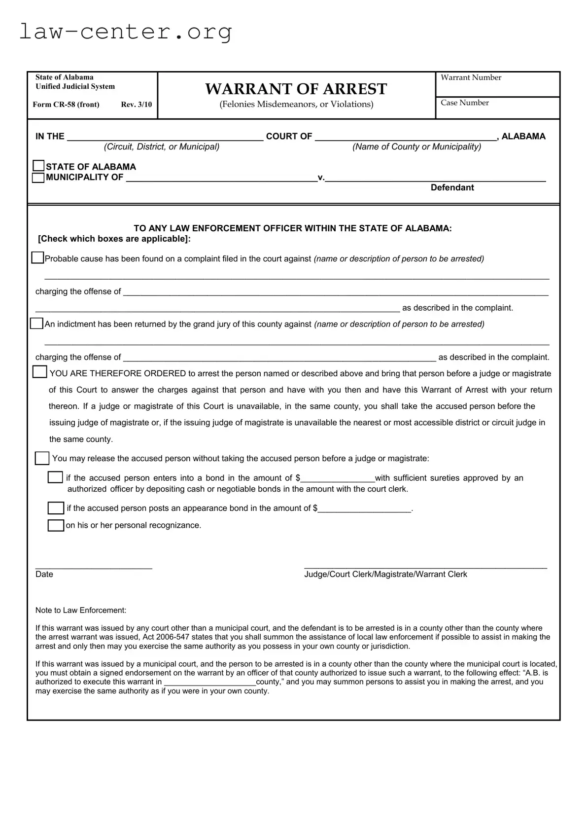 Get Alabama Cr 58 Form