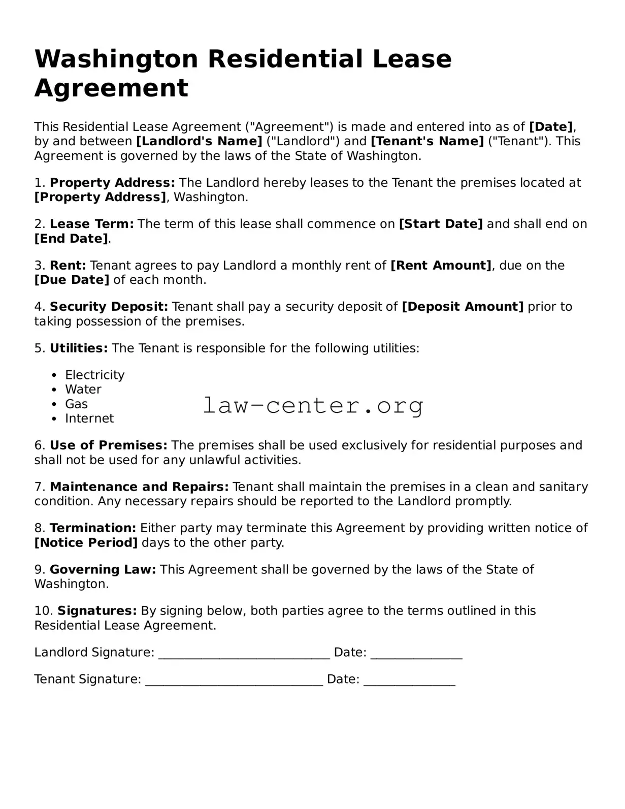 Attorney-Approved Washington Residential Lease Agreement Document