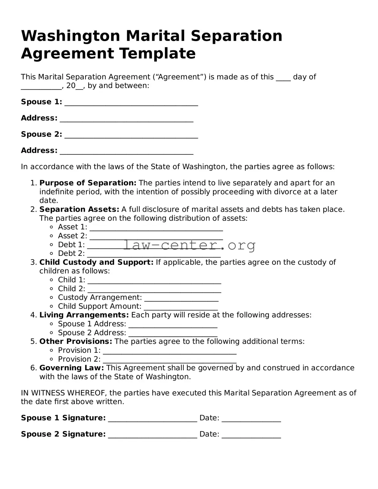 Attorney-Approved Washington Marital Separation Agreement Document