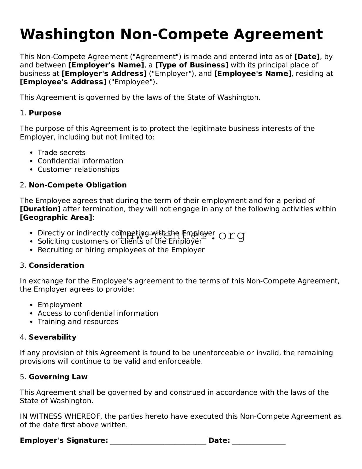 Attorney-Approved Washington Non-compete Agreement Document