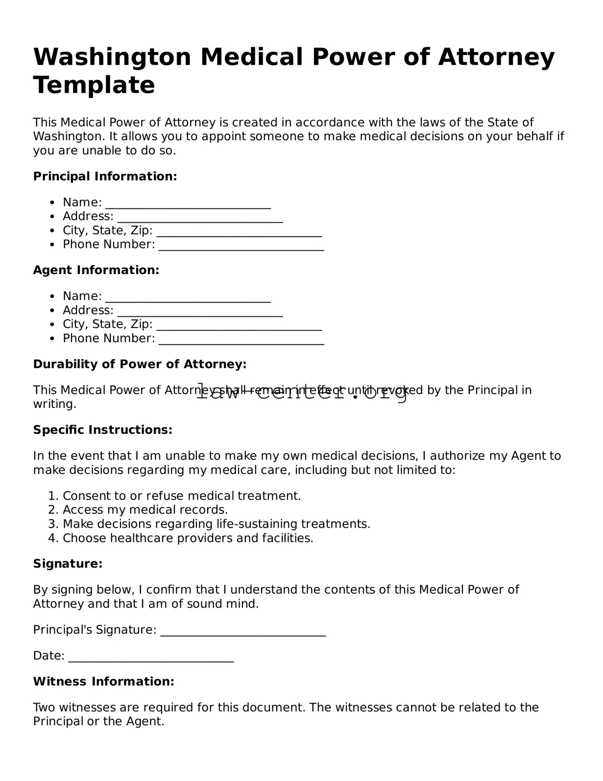 Attorney-Approved Washington Medical Power of Attorney Document