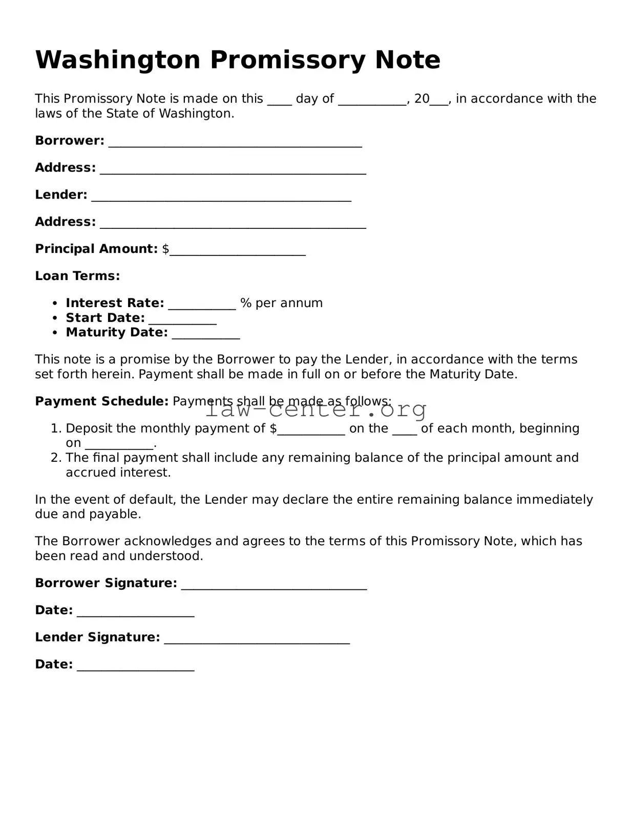 Attorney-Approved Washington Promissory Note Document