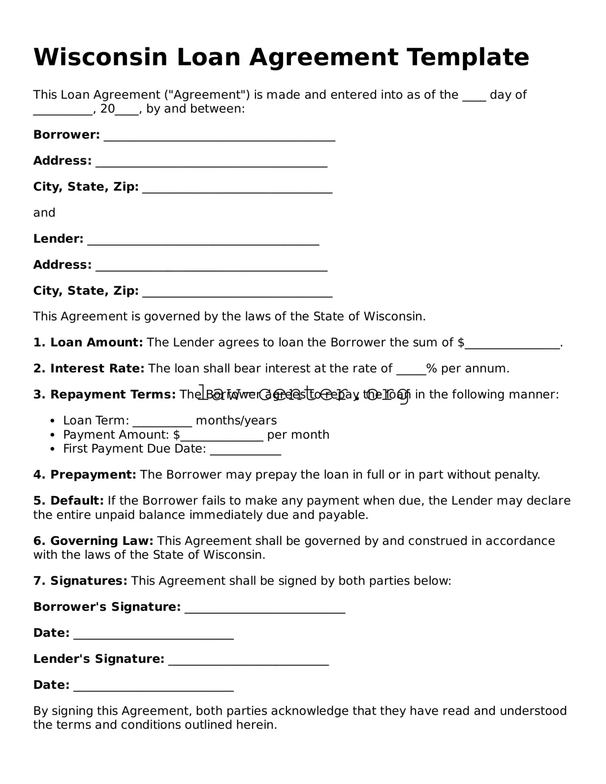 Attorney-Approved Wisconsin Loan Agreement Document