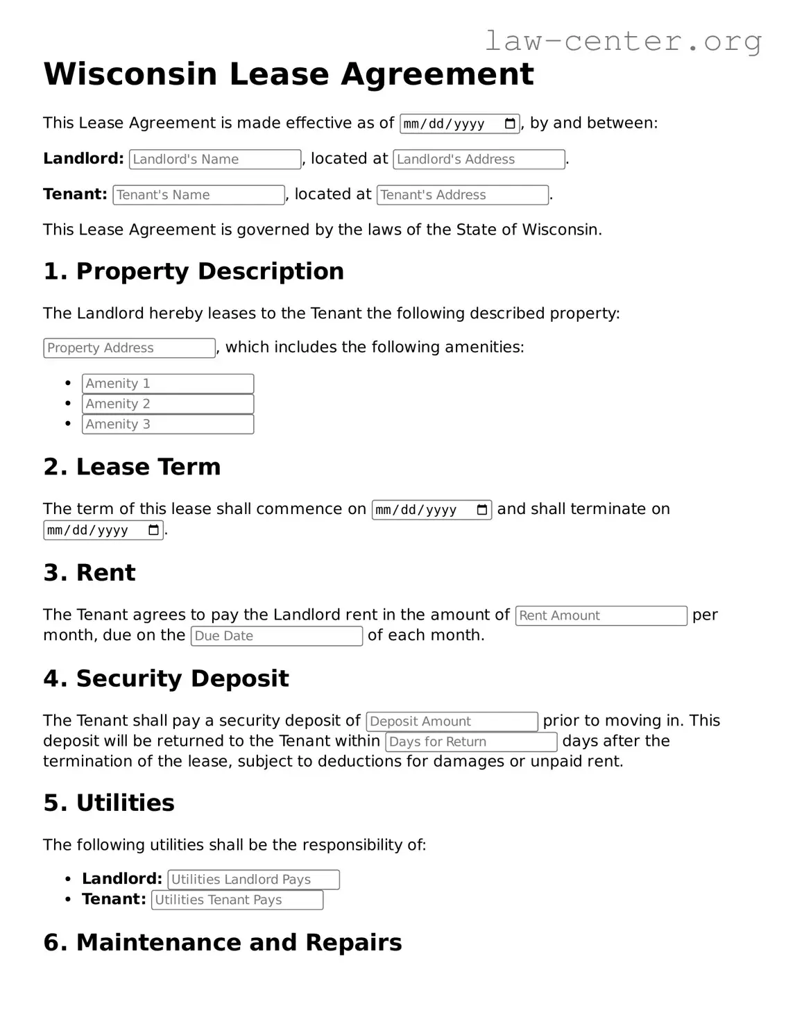 Attorney-Approved Wisconsin Lease Agreement Document