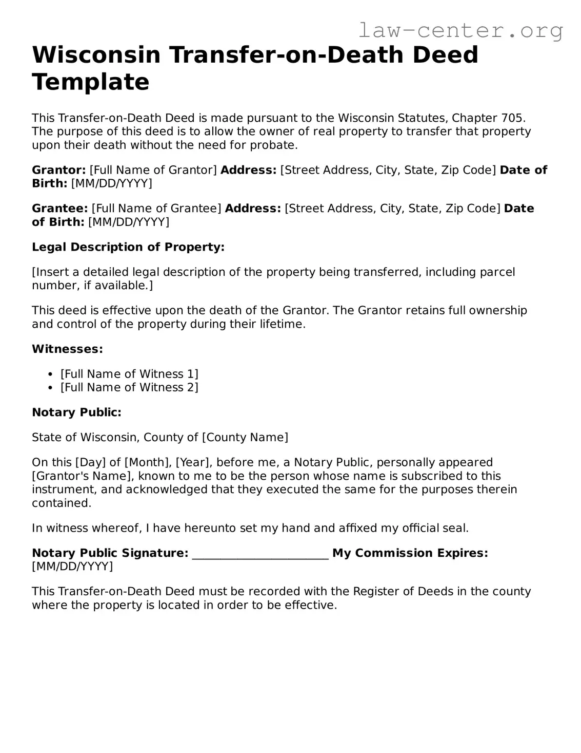 Attorney-Approved Wisconsin Transfer-on-Death Deed Document