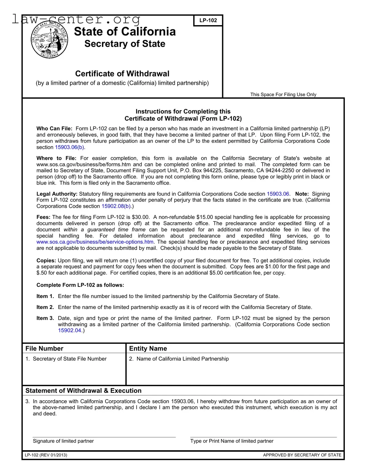 Get California Lp 102 Form