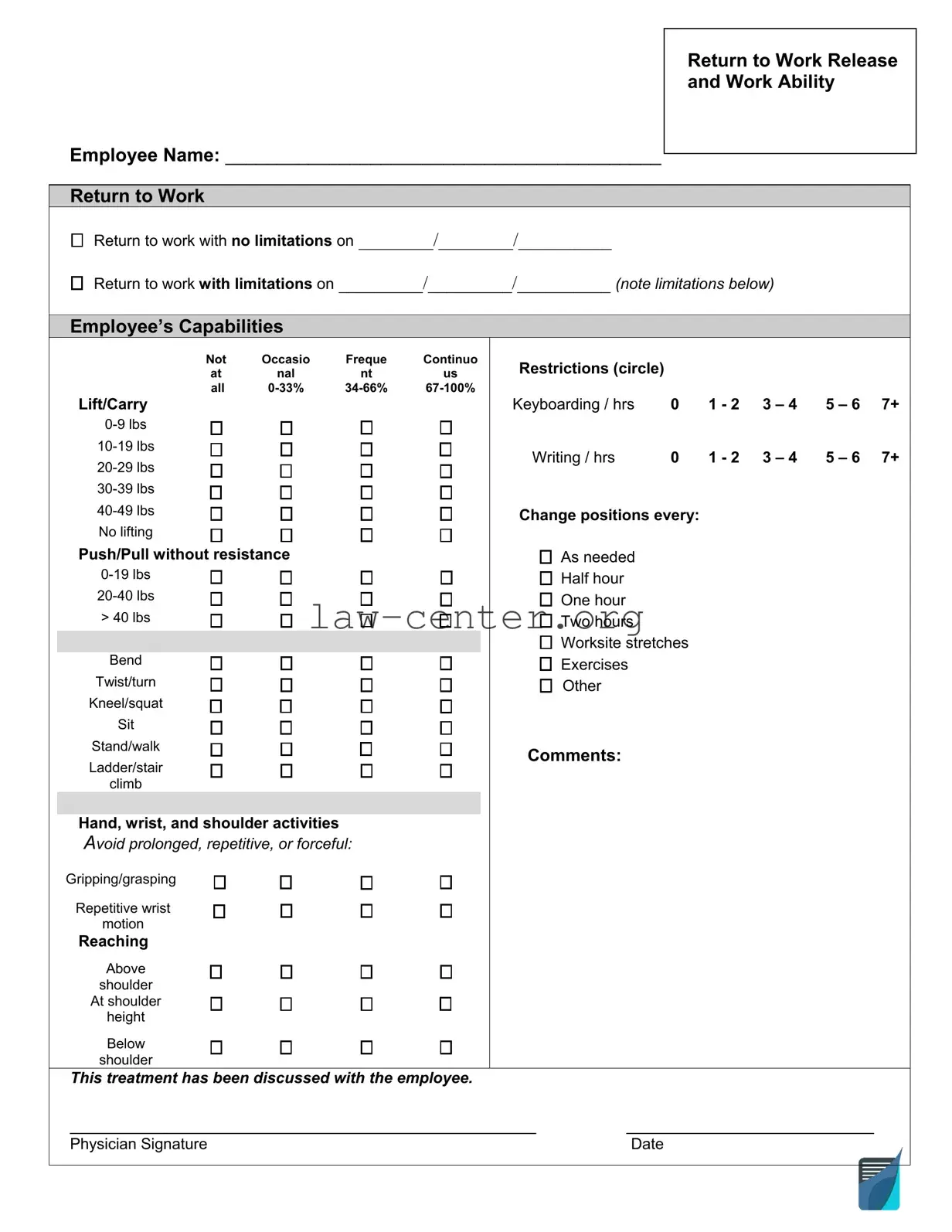 Get Work Release Form