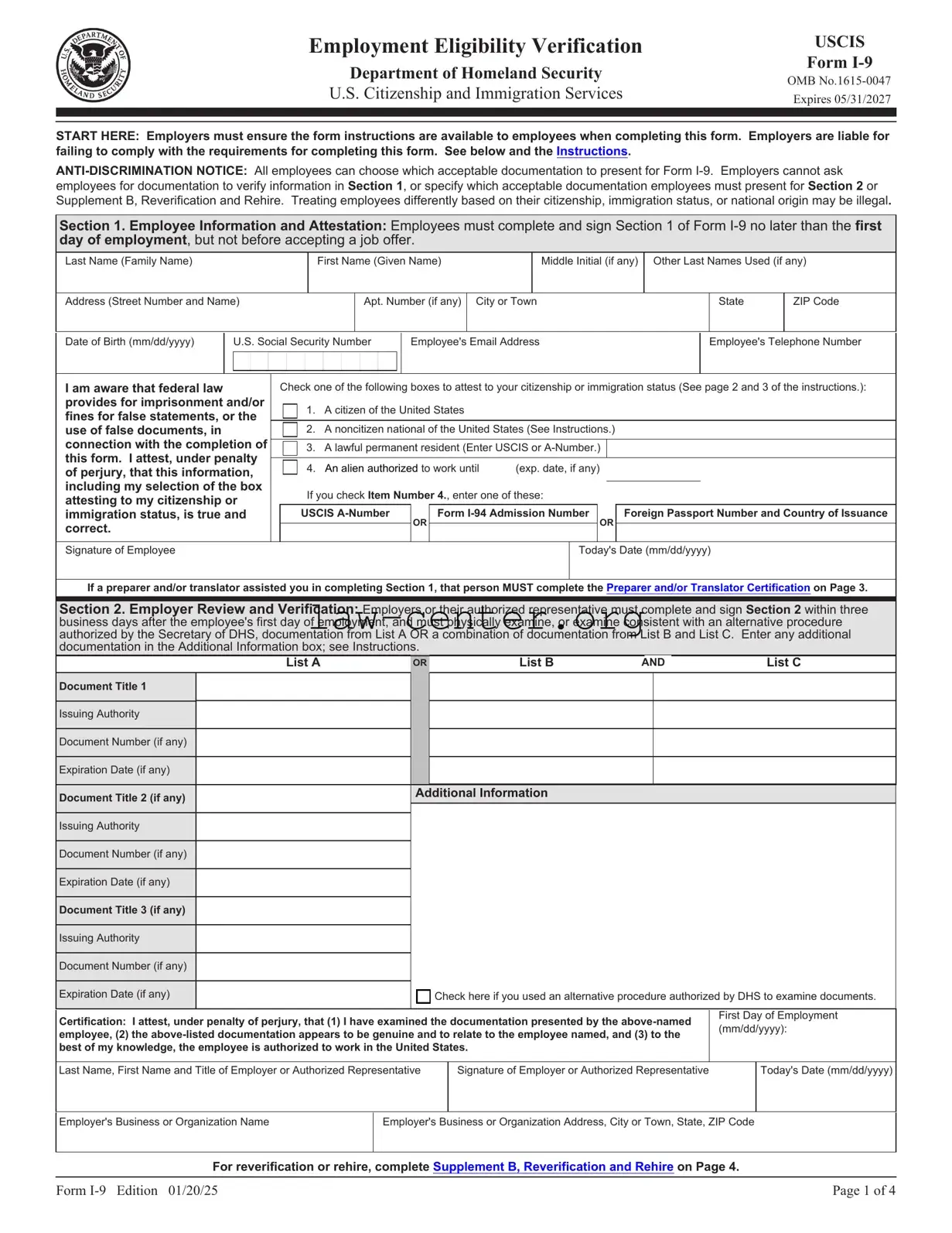 Get USCIS I-9 Form